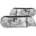 ANZO 1987-1993 Ford Mustang Crystal Headlights Chrome w/ Corner Lights 2pc - Crew Original