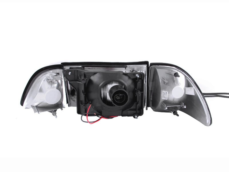ANZO 1987-1993 Ford Mustang Crystal Headlights Chrome w/ Corner Lights 2pc - Crew Original
