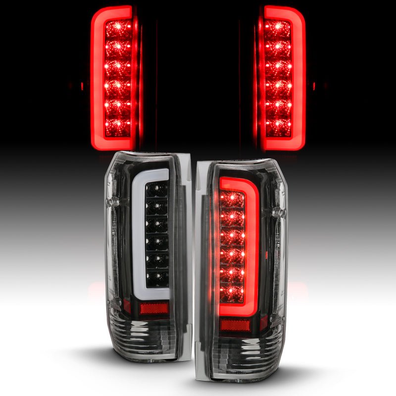 ANZO 1987-1996 Ford F-150 LED Taillights Black Housing Clear Lens (Pair) - Crew Original