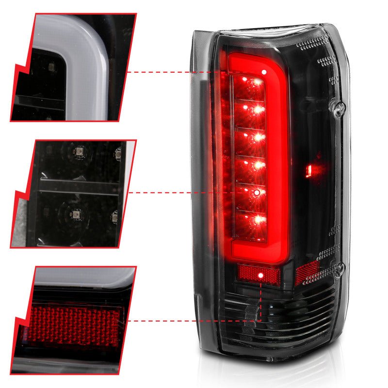 ANZO 1987-1996 Ford F-150 LED Taillights Black Housing Clear Lens (Pair) - Crew Original