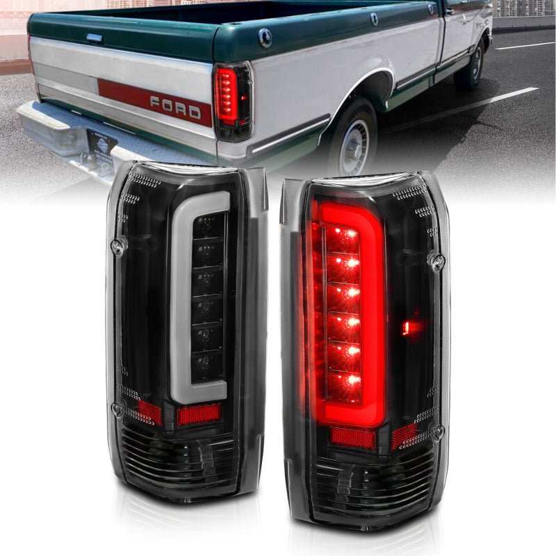 ANZO 1987-1996 Ford F-150 LED Taillights Black Housing Clear Lens (Pair) - Crew Original