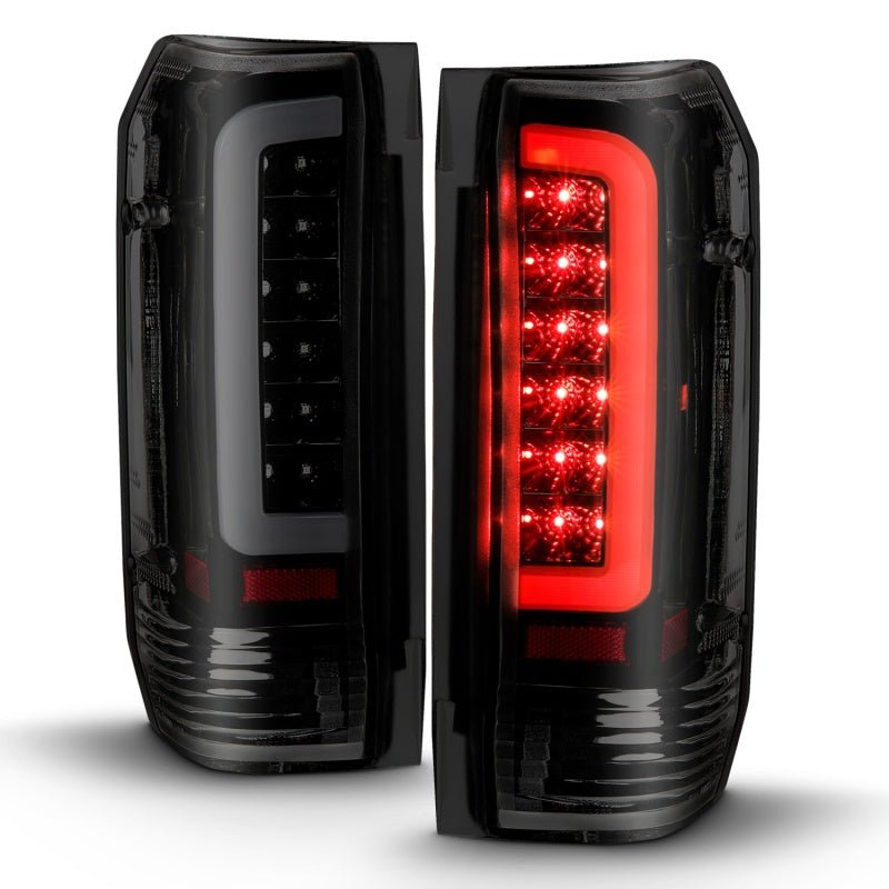 ANZO 1987-1996 Ford F-150 LED Taillights Black Housing Smoke Lens (Pair) - Crew Original