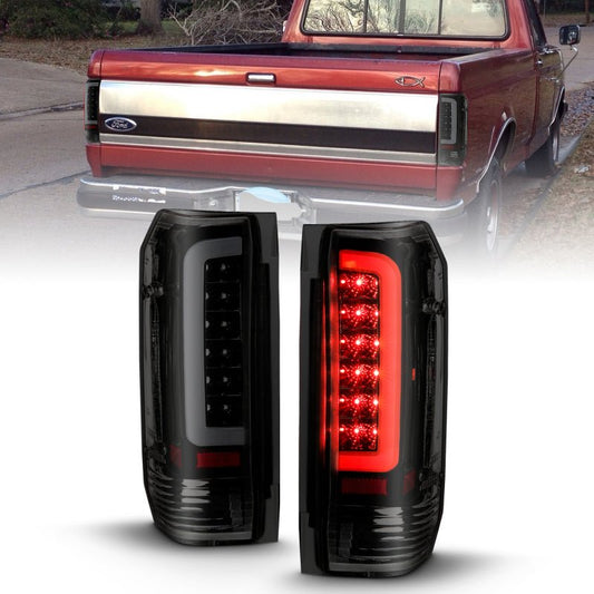 ANZO 1987-1996 Ford F-150 LED Taillights Black Housing Smoke Lens (Pair) - Crew Original