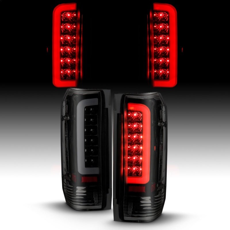 ANZO 1987-1996 Ford F-150 LED Taillights Black Housing Smoke Lens (Pair) - Crew Original