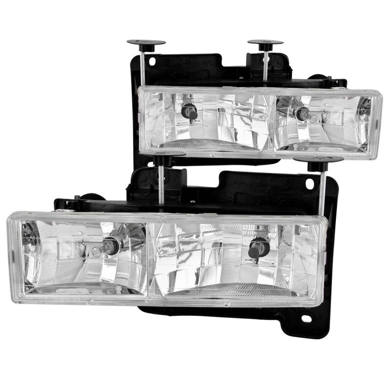 ANZO 1988-1998 Chevrolet C1500 Crystal Headlights Chrome - Crew Original