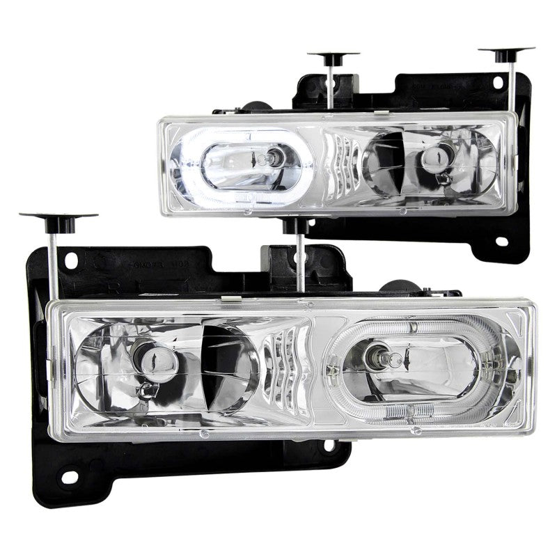 ANZO 1988-1998 Chevrolet C1500 Crystal Headlights Chrome w/ Halo - Crew Original