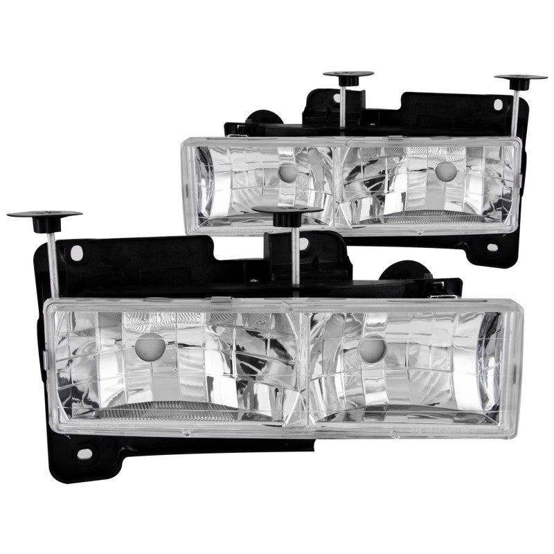 ANZO 1988-1998 Chevrolet C1500 Crystal Headlights Chrome w/o Bulbs - Crew Original