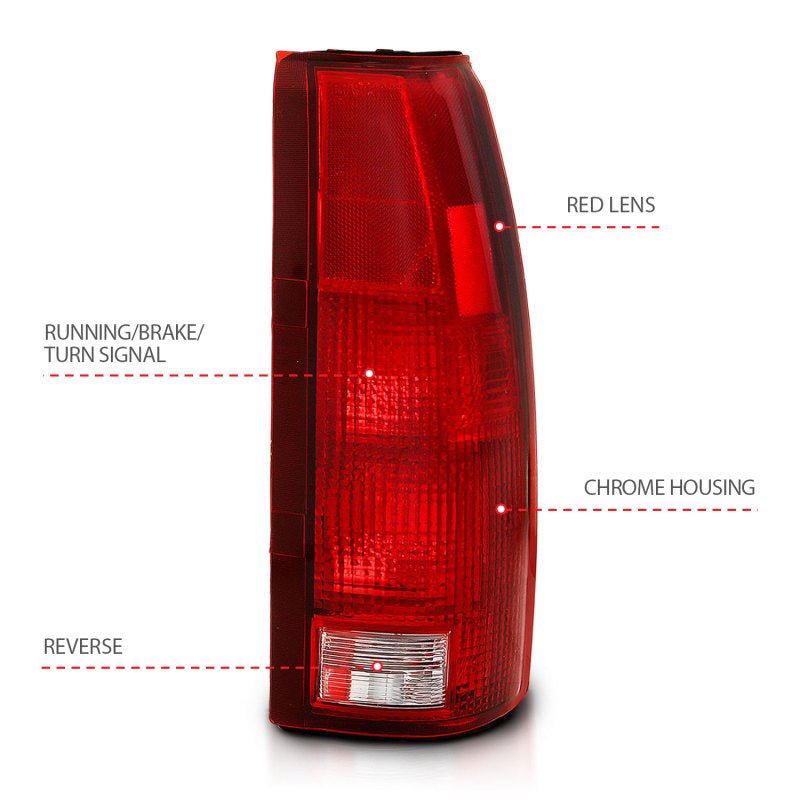 ANZO 1988-1999 Chevy C1500 Taillight Red/Clear Lens (OE Replacement) - Crew Original