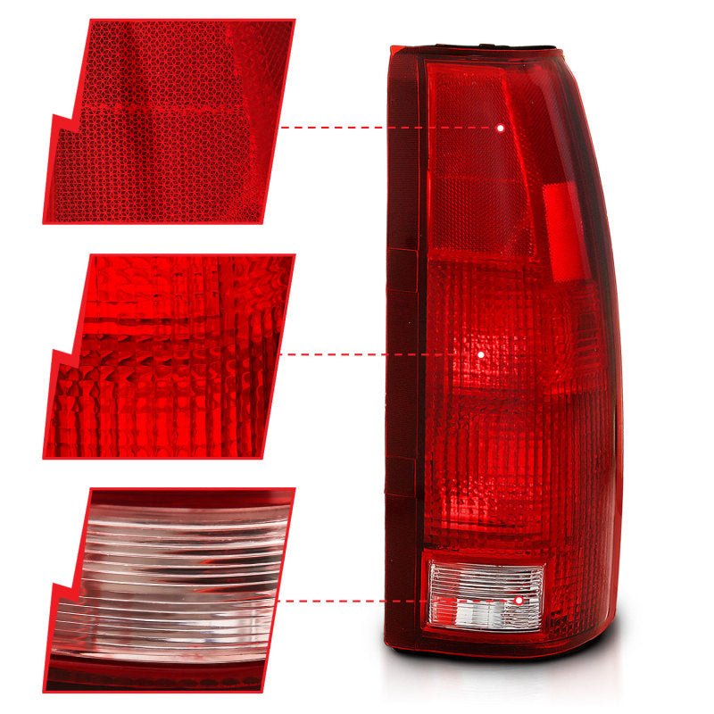 ANZO 1988-1999 Chevy C1500 Taillight Red/Clear Lens (OE Replacement) - Crew Original