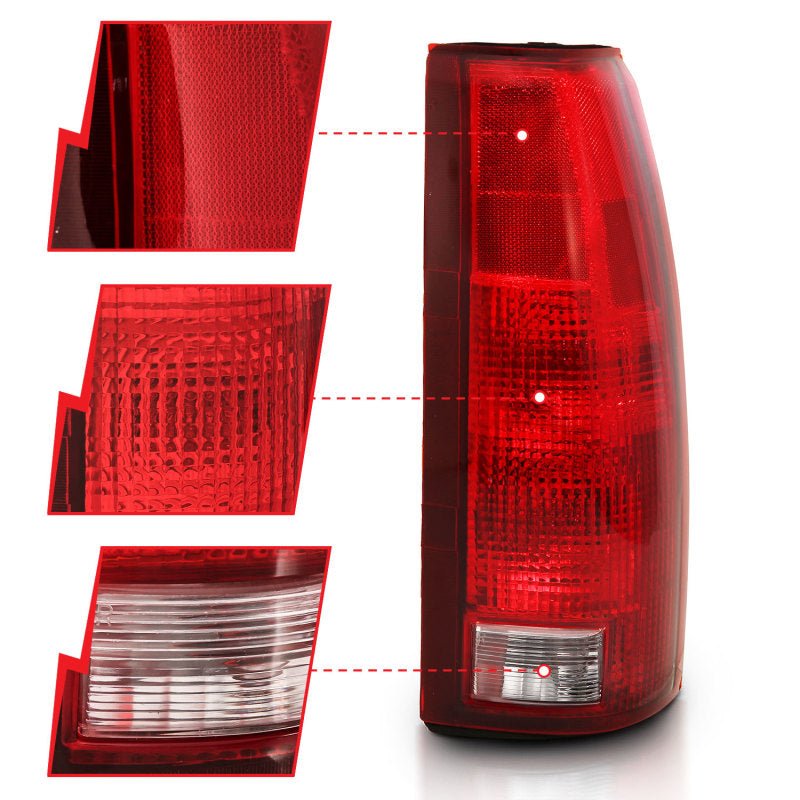 ANZO 1988-1999 Chevy C1500 Taillight Red/Clear Lens w/ Circuit Board(OE Replacement) - Crew Original