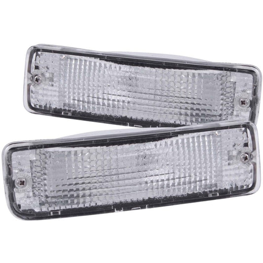 ANZO 1989-1995 Toyota Pickup Euro Parking Lights Chrome w/ Amber Reflector - Crew Original