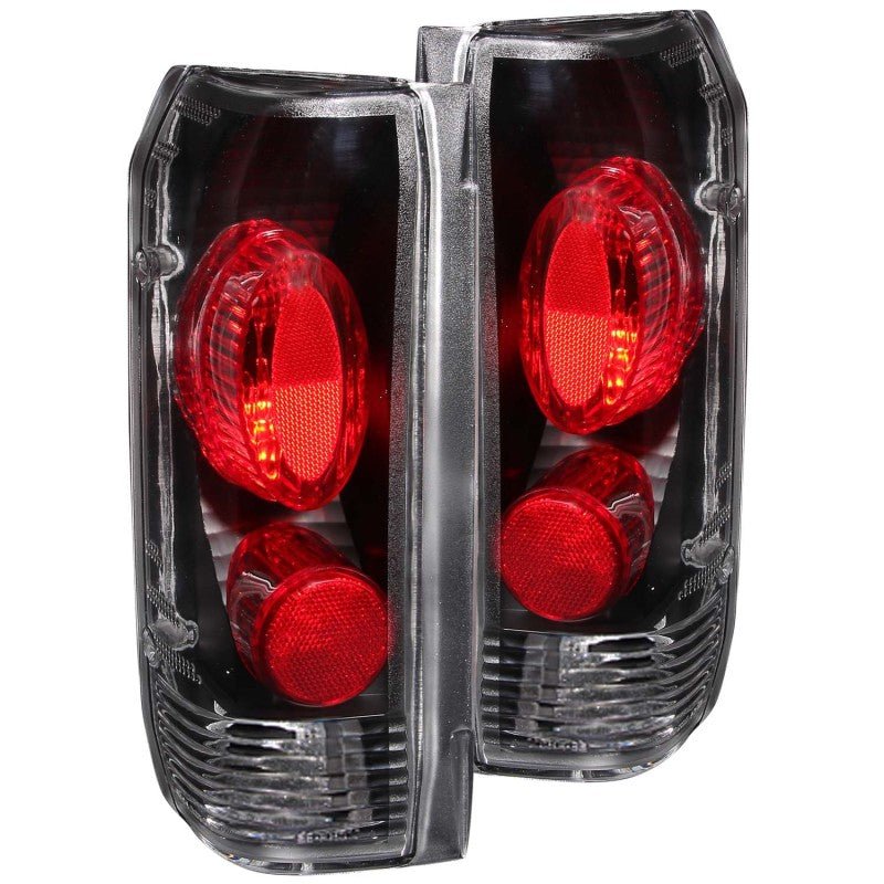 ANZO 1989-1996 Ford F-150 Taillights Black - Crew Original