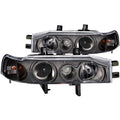ANZO 1990-1993 Honda Accord Projector Headlights w/ Halo Black 1pc - Crew Original
