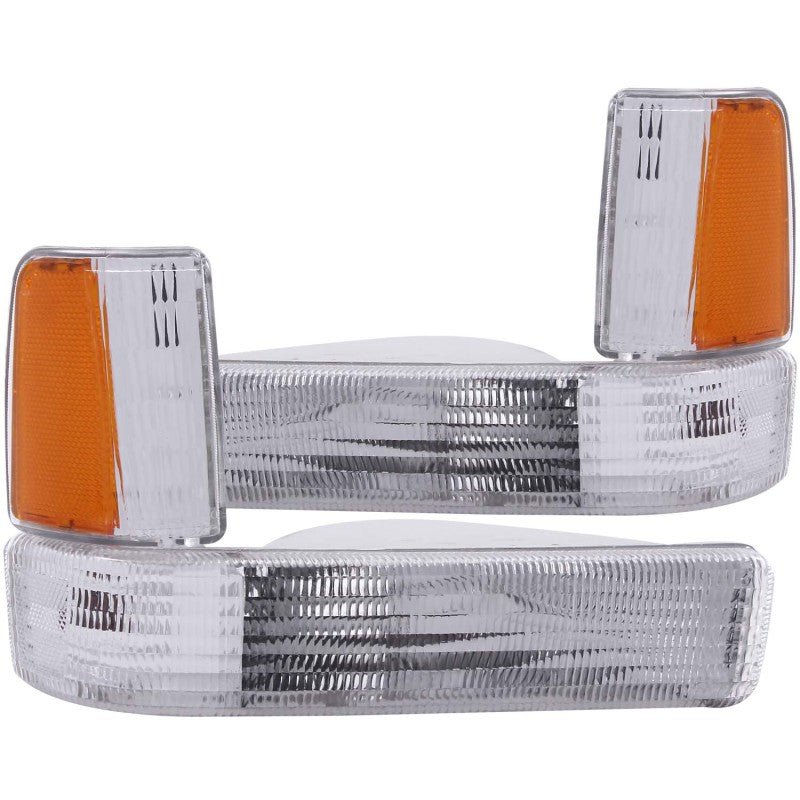 ANZO 1991-1996 Dodge Dakota Euro Parking Lights Chrome w/ Amber Reflector - Crew Original