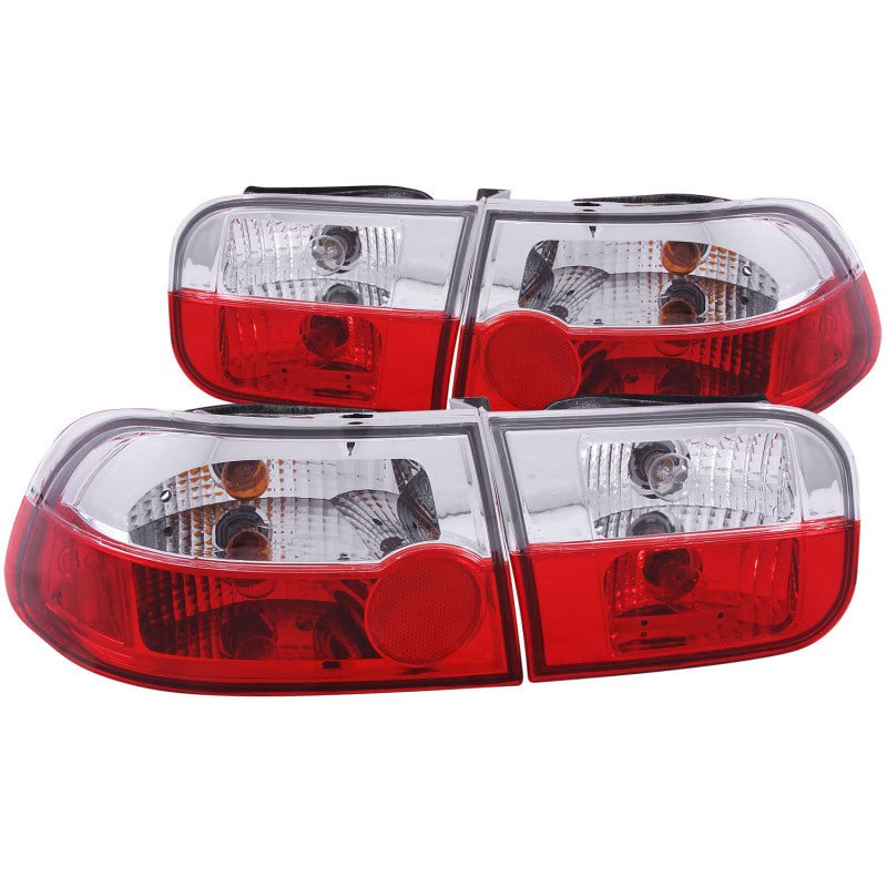 ANZO 1992-1995 Honda Civic Taillights Red/Clear - Crew Original