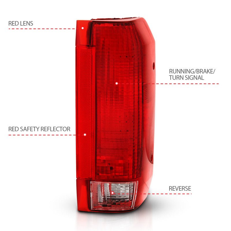 ANZO 1992-1996 Ford Bronco Taillight Red/Clear Lens (OE Replacement) - Crew Original