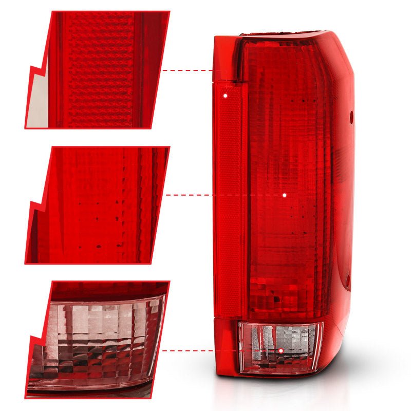 ANZO 1992-1996 Ford Bronco Taillight Red/Clear Lens (OE Replacement) - Crew Original