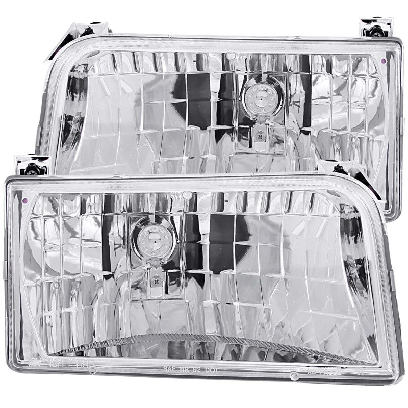 ANZO 1992-1996 Ford F-150 Crystal Headlights Chrome - Crew Original