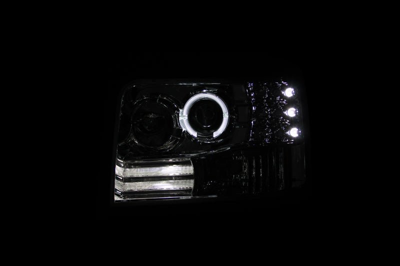 ANZO 1992-1996 Ford F-150 Projector Headlights w/ Halo Chrome w/ Side Markers and Parking Lights - Crew Original