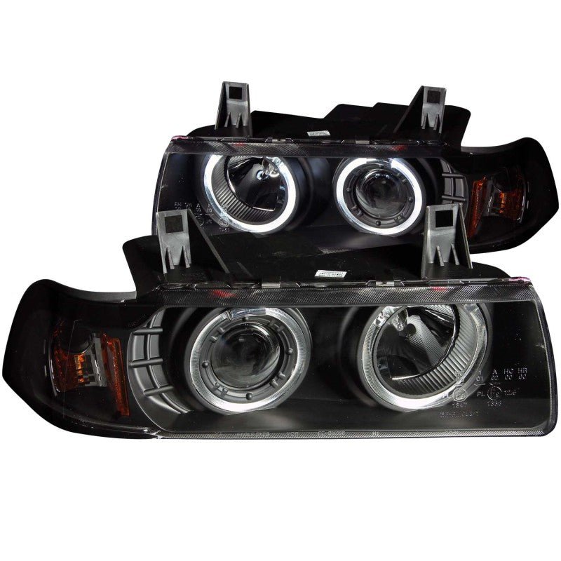 ANZO 1992-1998 BMW 3 Series E36 Projector Headlights w/ Halo Black G2 1 pc - Crew Original