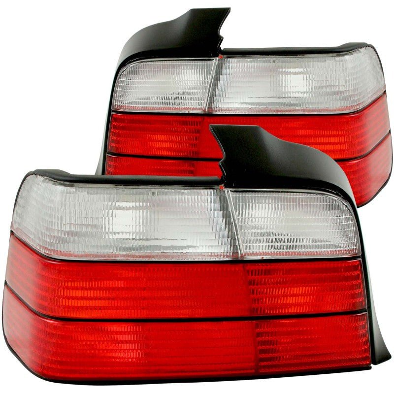 ANZO 1992-1998 BMW 3 Series E36 Sedan Taillights Red/Clear - Crew Original