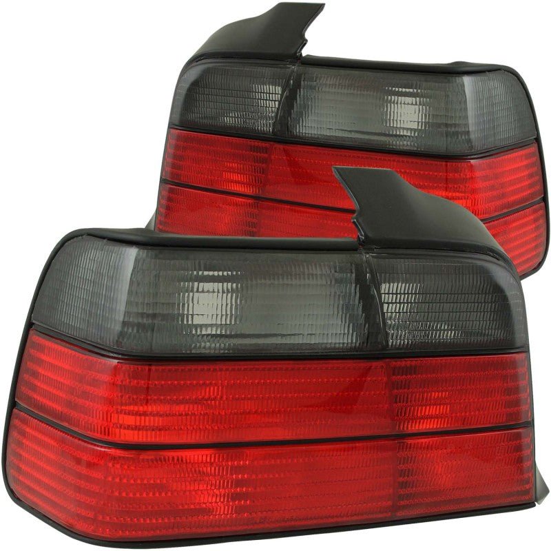 ANZO 1992-1998 BMW 3 Series E36 Sedan Taillights Red/Smoke - Crew Original