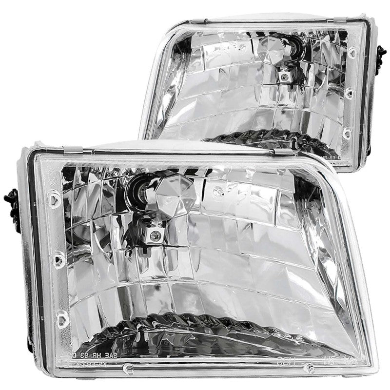 ANZO 1993-1997 Ford Ranger Crystal Headlights Chrome - Crew Original