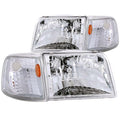 ANZO 1993-1997 Ford Ranger Crystal Headlights Chrome w/ Corner Lights 2pc - Crew Original