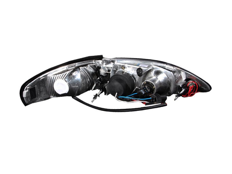 ANZO 1994-1998 Ford Mustang Projector Headlights w/ Halo Black 1pc - Crew Original