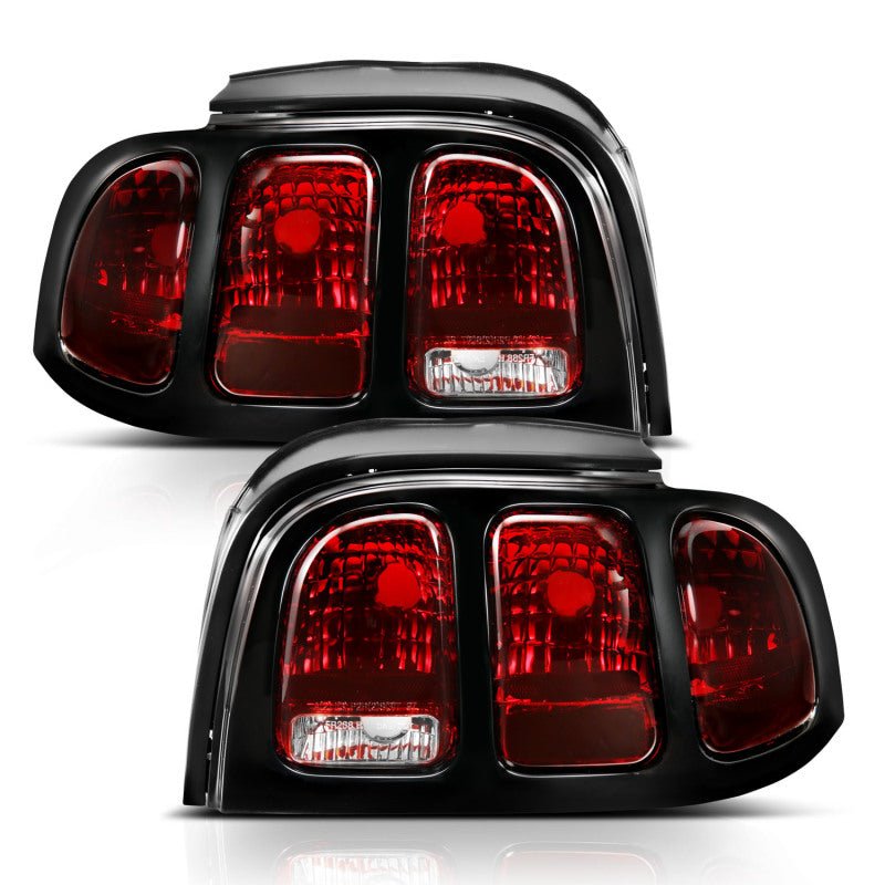 ANZO 1994-1998 Ford Mustang Taillight Dark Red Lens (OE Style) - Crew Original