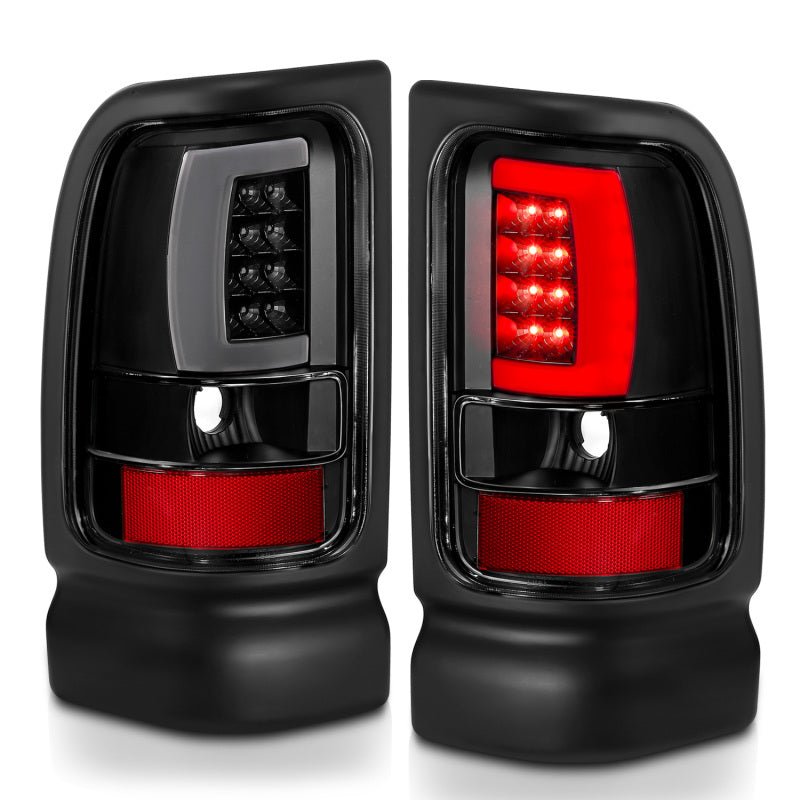 ANZO 1994-2001 Dodge Ram 1500 LED Taillights Plank Style Black w/Clear Lens - Crew Original