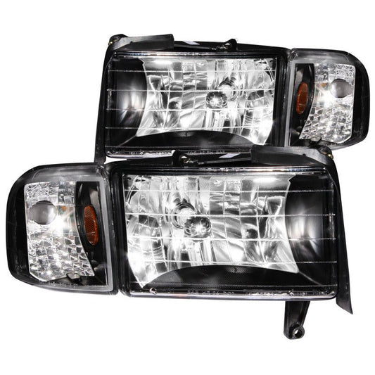 ANZO 1994-2001 Dodge Ram Crystal Headlights Black - Crew Original