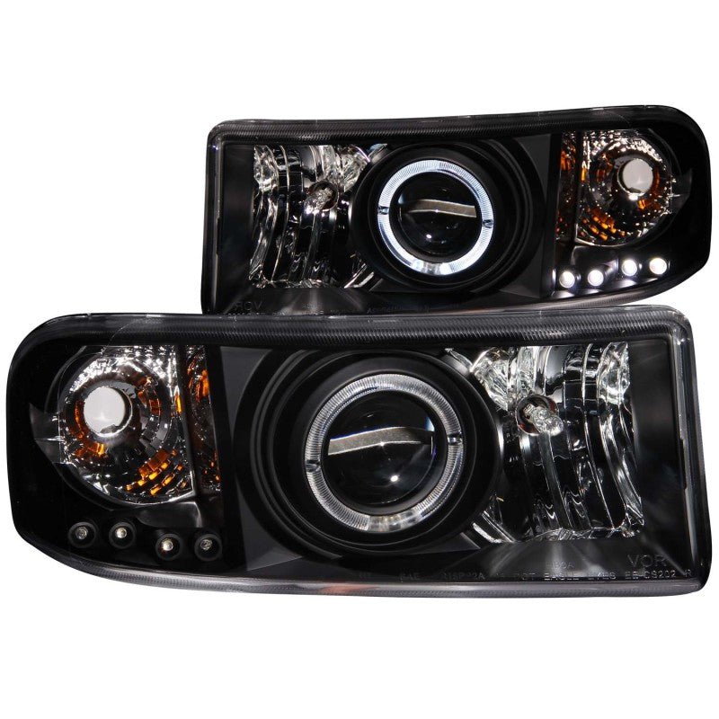 ANZO 1994-2001 Dodge Ram Projector Headlights w/ Halo Black - Crew Original