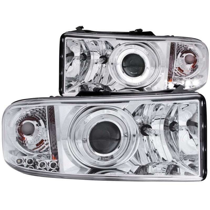 ANZO 1994-2001 Dodge Ram Projector Headlights w/ Halo Chrome - Crew Original