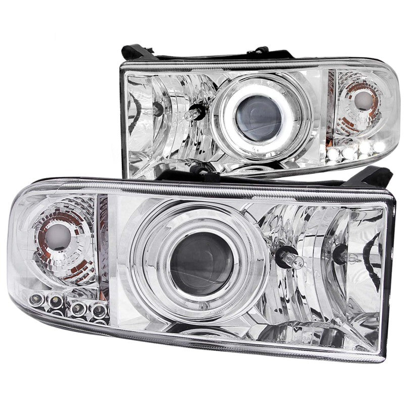 ANZO 1994-2001 Dodge Ram Projector Headlights w/ Halo Chrome - Crew Original