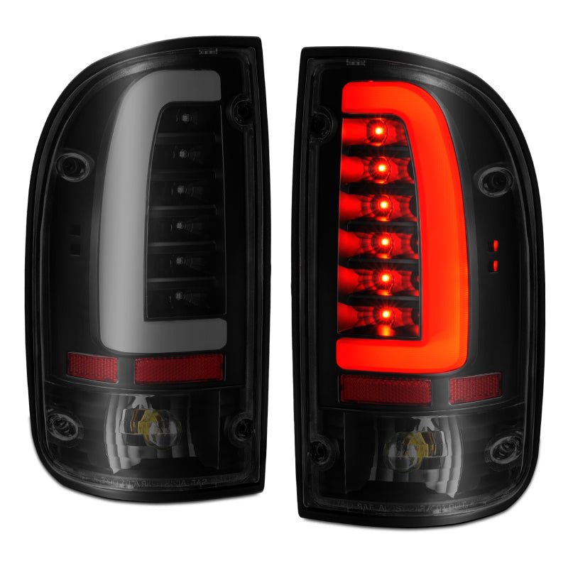 ANZO 1995-2000 Toyota Tacoma LED Taillights Black Housing Smoke Lens (Pair) - Crew Original