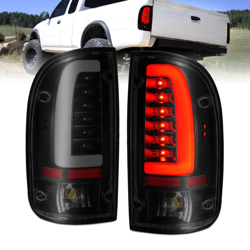 ANZO 1995-2000 Toyota Tacoma LED Taillights Black Housing Smoke Lens (Pair) - Crew Original