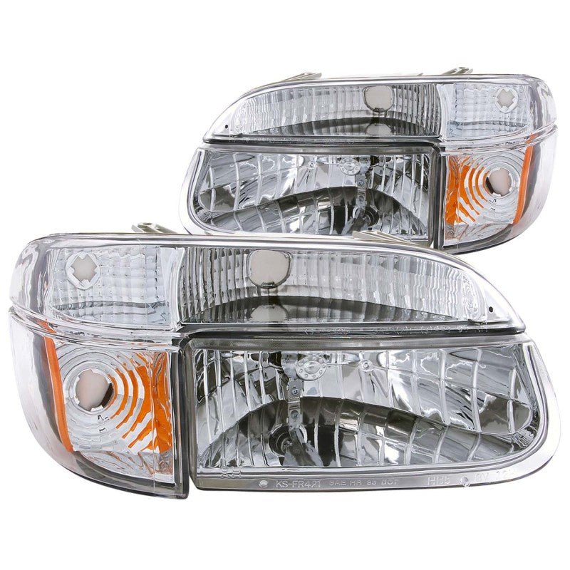 ANZO 1995-2001 Ford Explorer Crystal Headlights Chrome w/ Corner Lights 2pc - Crew Original