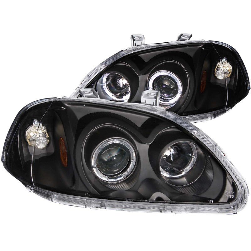 ANZO 1996-1998 Honda Civic Projector Headlights w/ Halo Black - Crew Original