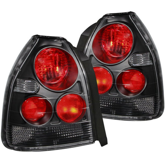 ANZO 1996-2000 Honda Civic Taillights Black - Crew Original