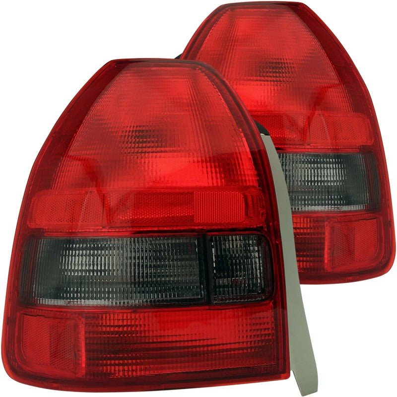 ANZO 1996-2000 Honda Civic Taillights Red/Smoke - Crew Original