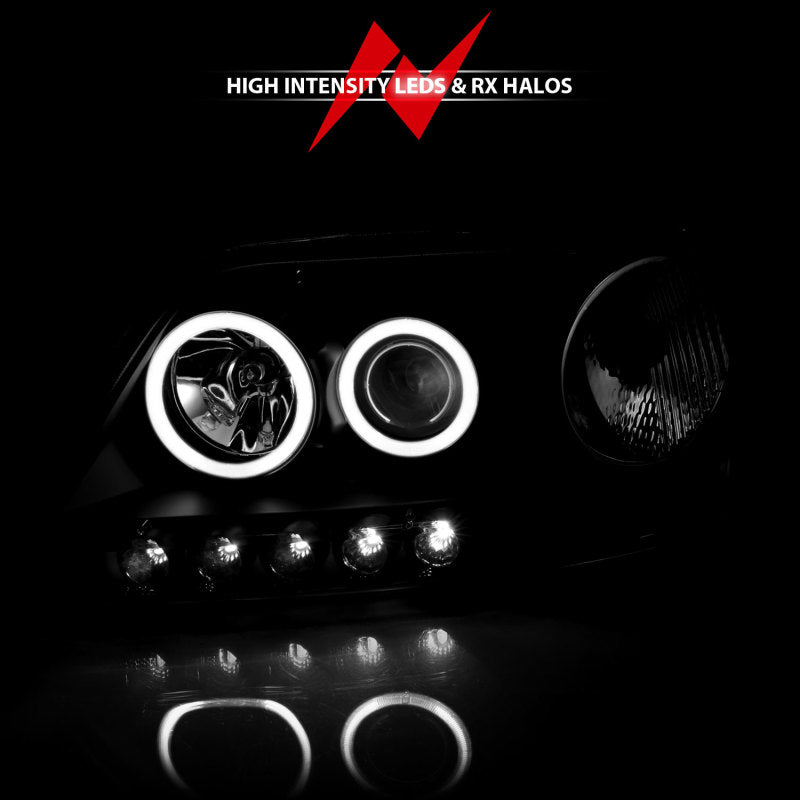 ANZO 1997-2003 Ford F-150 Projector Headlights w/ Halo Black (CCFL) - Crew Original