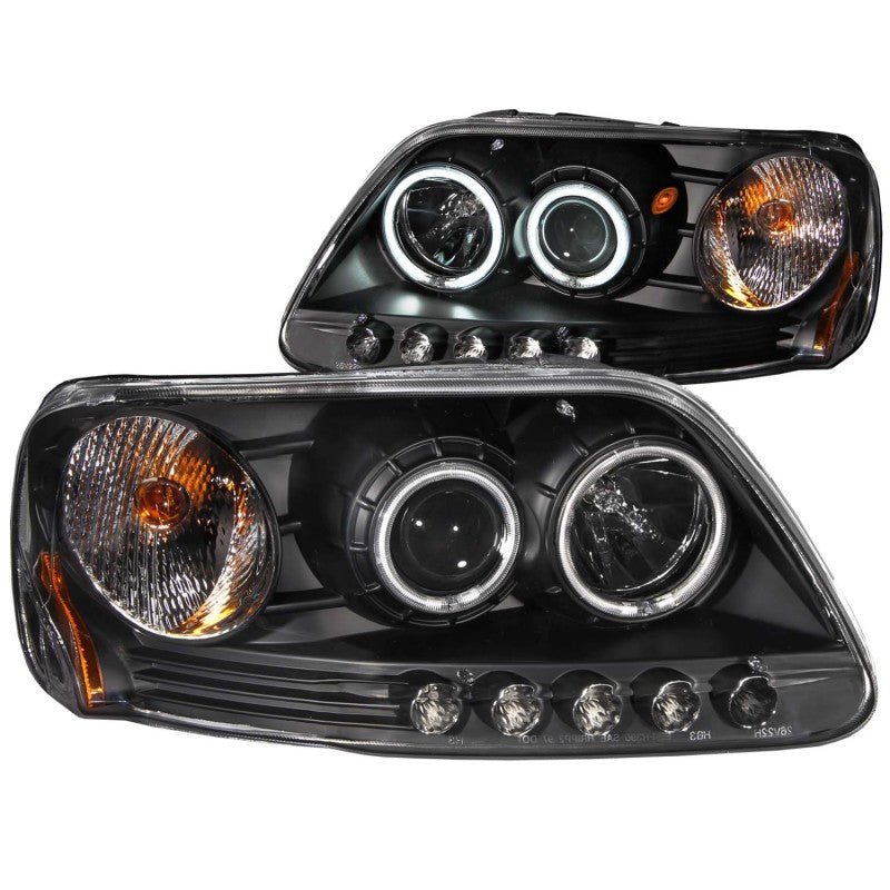 ANZO 1997-2003 Ford F-150 Projector Headlights w/ Halo Black (CCFL) - Crew Original