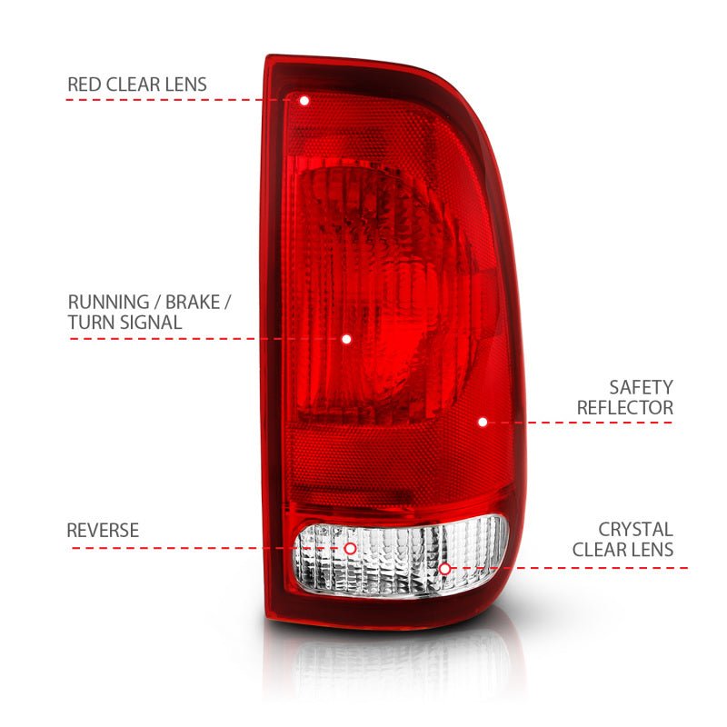 ANZO 1997-2003 Ford F-150 Taillight Red/Clear Lens (OE Replacement) - Crew Original