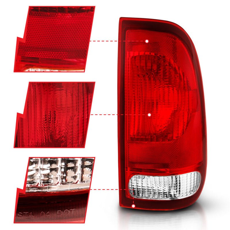 ANZO 1997-2003 Ford F-150 Taillight Red/Clear Lens (OE Replacement) - Crew Original