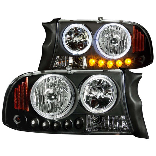 ANZO 1997-2004 Dodge Dakota Crystal Headlights Black 1pc - Crew Original