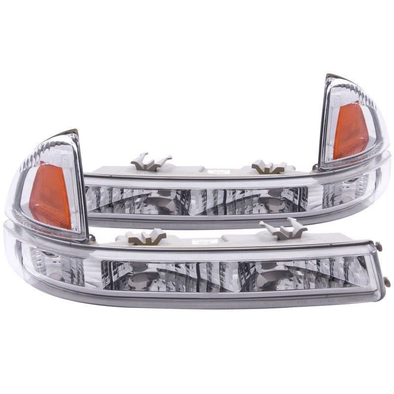 ANZO 1997-2004 Dodge Dakota Euro Parking Lights Chrome w/ Amber Reflector - Crew Original