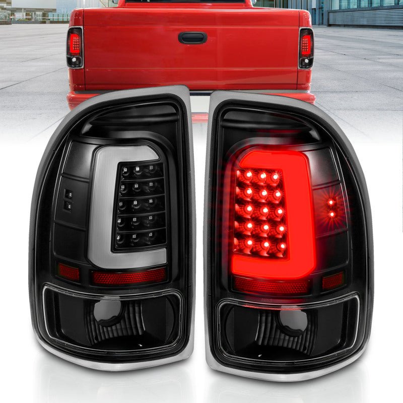 ANZO 1997-2004 Dodge Dakota LED Taillights Black Housing Clear Lens Pair - Crew Original