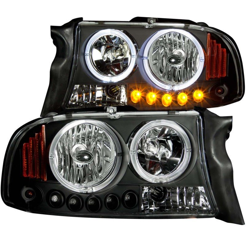 ANZO 1997-2004 Dodge Dakota Projector Headlights w/ Halo Black 1 pc - Crew Original