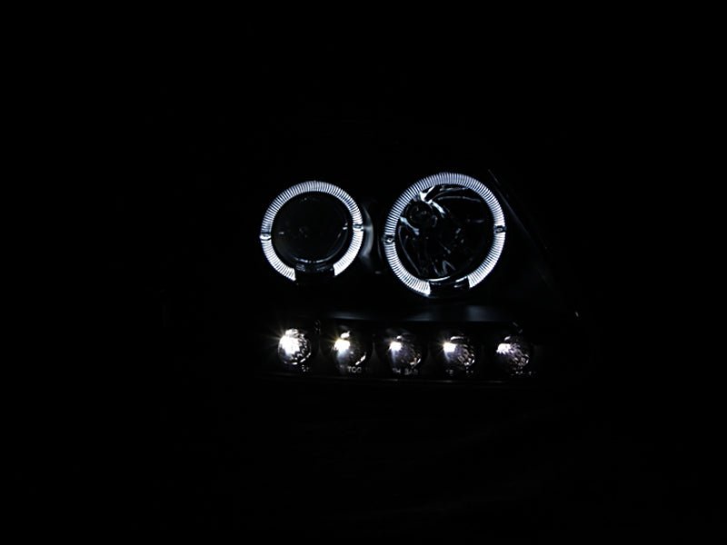 ANZO 1997.5-2003 Ford F-150 Projector Headlights w/ Halo and LED Black 1pc - Crew Original